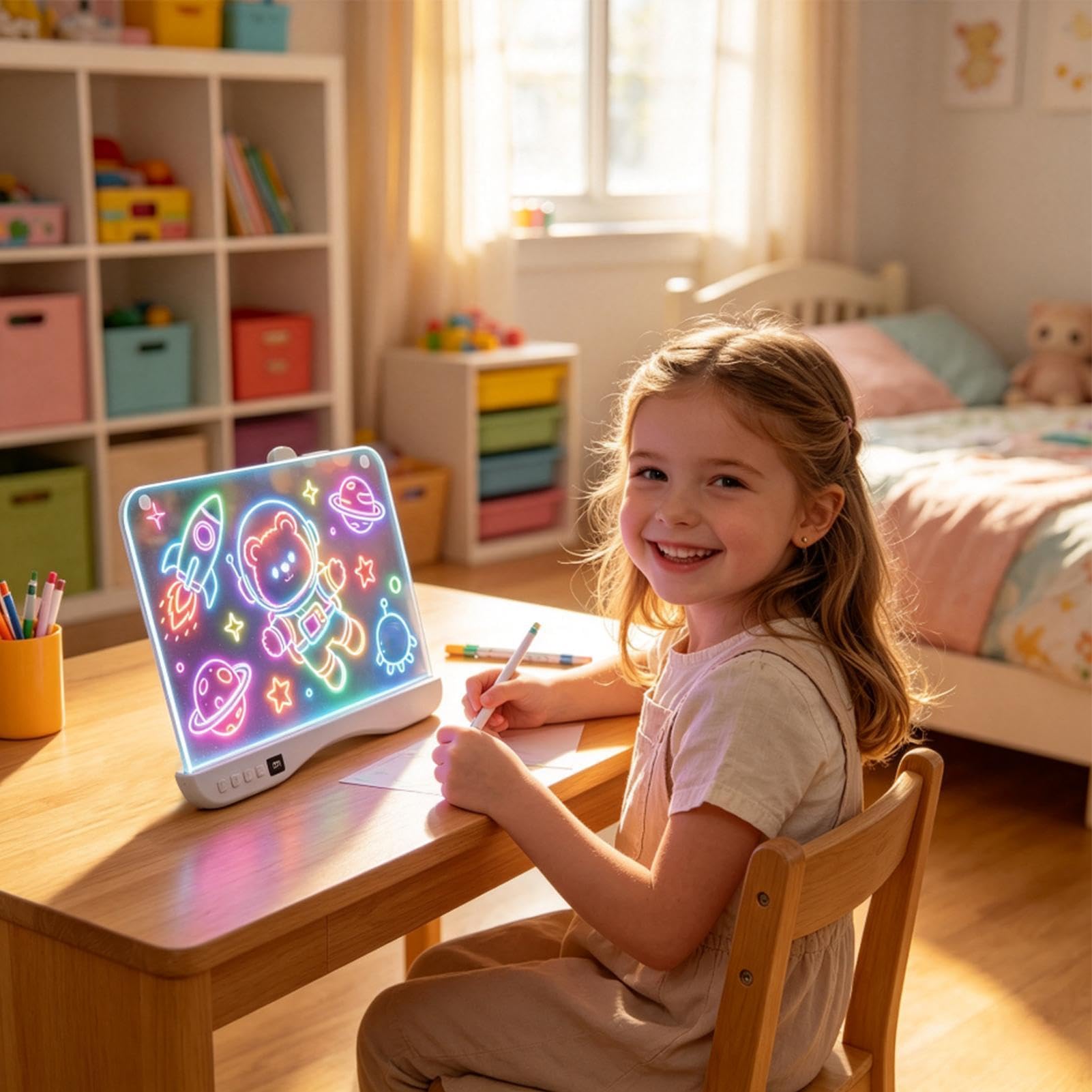 Pizarra Dibujo LED Para Niña Tableta Recargable Y Borrable De Garabatos