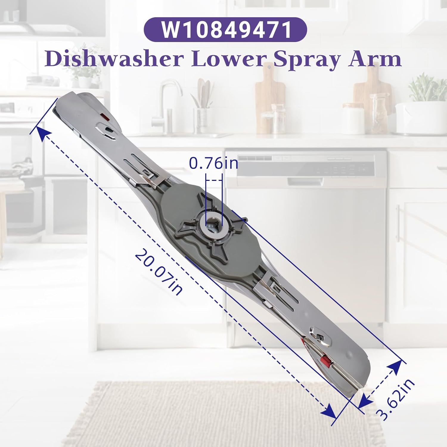 W10849471 Dishwasher Lower Spray Arm Compatible with Whirlpool