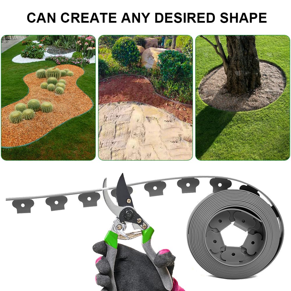 All4Gardener Bordura per Giardino - Bordo Flessibile in Plastica per Prato - Uso Semplice, Lunga Durata (almeno 30 Anni), Massima Flessibilità - Bordatura per Aiuola, Bordure per Aiuole (20 m, Nero