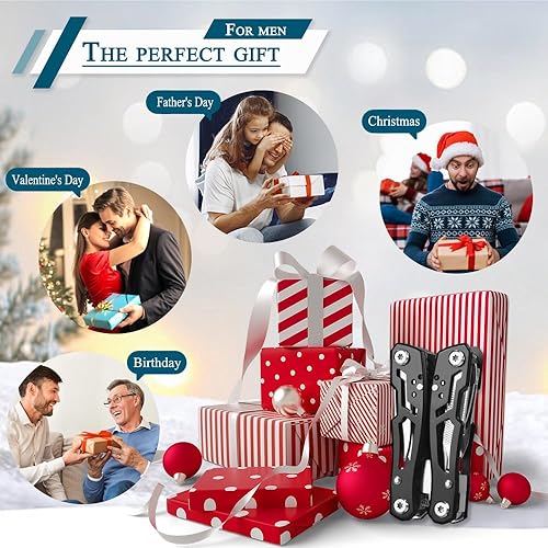 Miniatura 7 de Mini alicates multiherramienta, regalos de cumpleaños y Navidad para hombres, novio, papá, marido, mujer, cuchillo de bolsillo 14 en 1, resistente