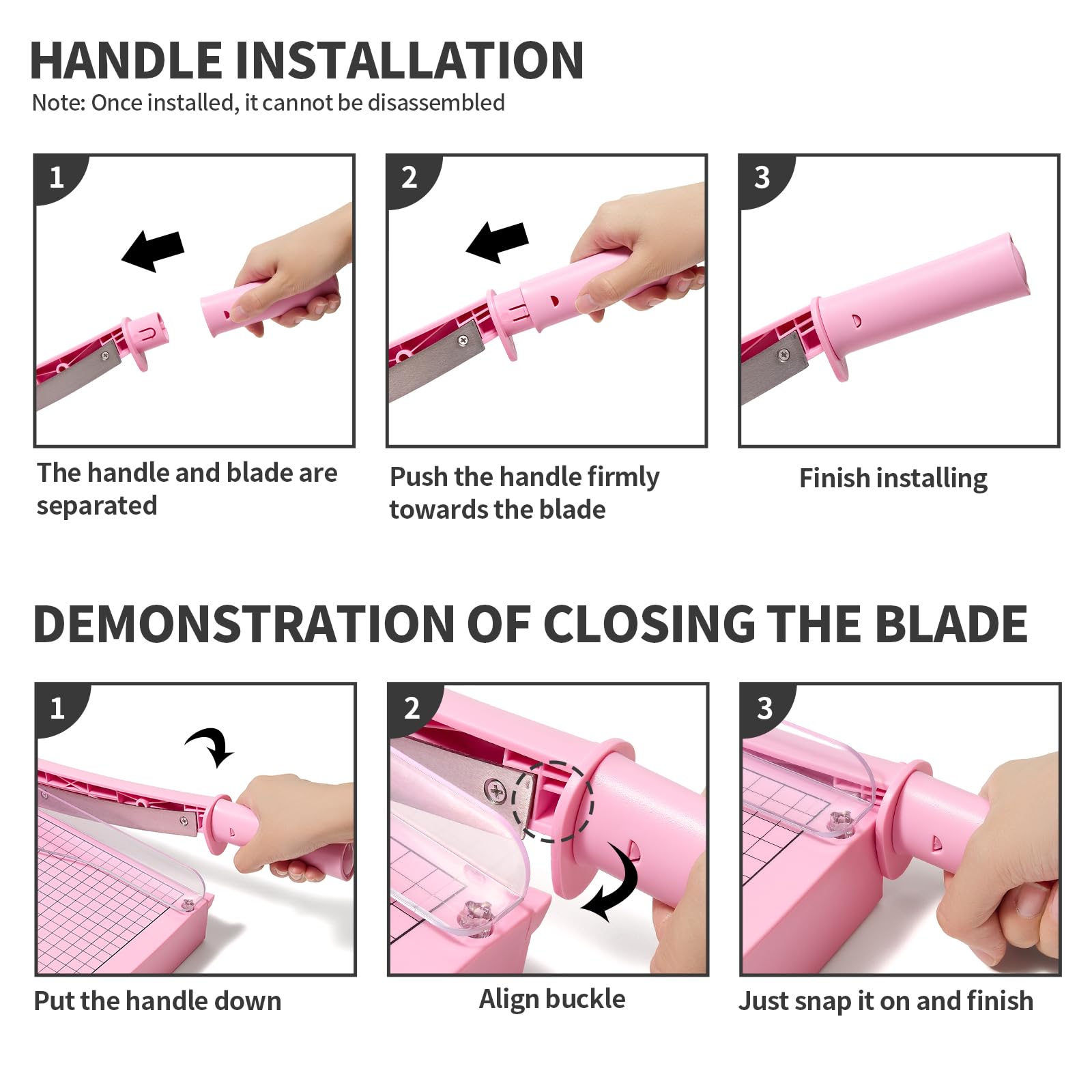 A4 Massicot Outil de Scrapbooking avec Protection de Sécurité et Verrouillage de la Lame Couper Papier et Photo，12 Pouces le Coupe Papier à Guillotine Peut Couper jusqu'à 12 Feuilles（Rose）