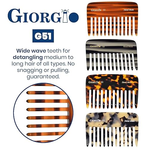 Miniatura 4 de Giorgio Peines desenredantes de dientes anchos de grafito G51 para mujer, peine de bolsillo de dientes anchos para cabello ondulado grueso, rizado