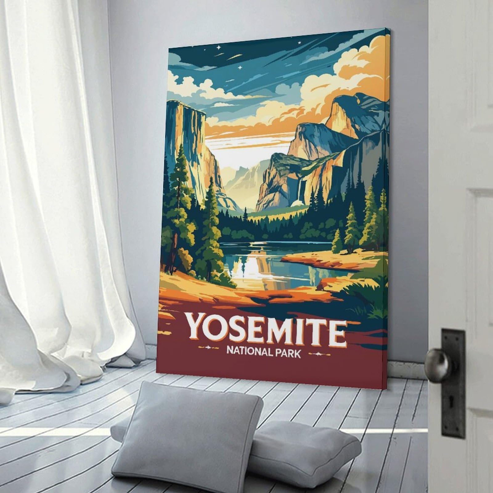 Junmoney Yosemite National Park Landscape Canvas Art Print 24x36inch(60x90cm), for Bedroom Decor, Cosy Corners Or Studios, An Easy Wall Refresh for Bedrooms