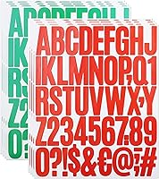 Vista 10 de 8 hojas de calcomanías de números de letras, calcomanías de vinilo del alfabeto de 2 pulgadas, calcomanías autoadhesivas de letras de puntuación