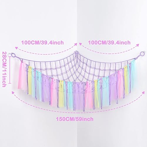 Miniatura 7 de FIOBEE Red de animales de peluche o hamaca con luz LED, hamaca de juguete colgante para animales de peluche, organizador de almacenamiento para