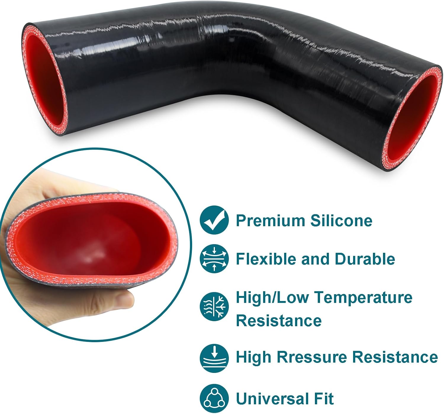 90 Degree Elbow ID 4'' (102mm) Silicone Hose Coupler, Reinforced 4-layer Wall 5MM for Cold Air Intake, Turbo, Intercooler, 4”leg Length(102mm) Automotive Radiator Hose