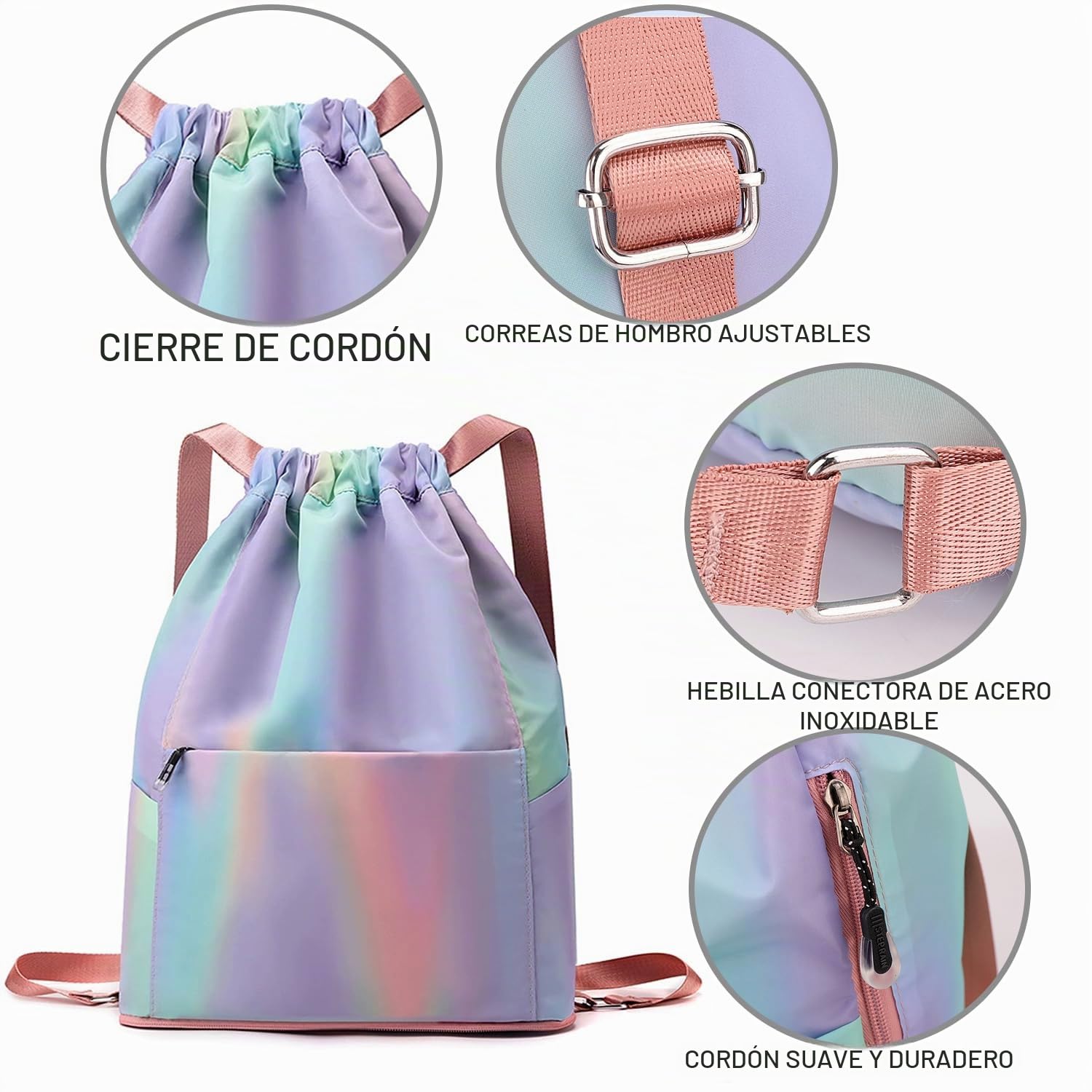 Mochila de Cuerdas Impermeable para Mujer y Hombre, Bolsa de Deporte Faltable con Gran Capacidad para Gimnasio, Natación, Viajes y Actividades al Aire Libre