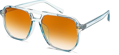 FEISEDY Gafas de sol de aviador cuadradas retro para mujeres y hombres, de los años 70, estilo vintage, marco de plástico, gafas de sol B2835