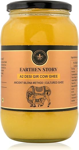 Earthen Story A2 Ghee from Gir Cow 1L | Lab Tested for 250+ Pesticides | Traditional Bilona Method from Curd | Pure Vedic ...