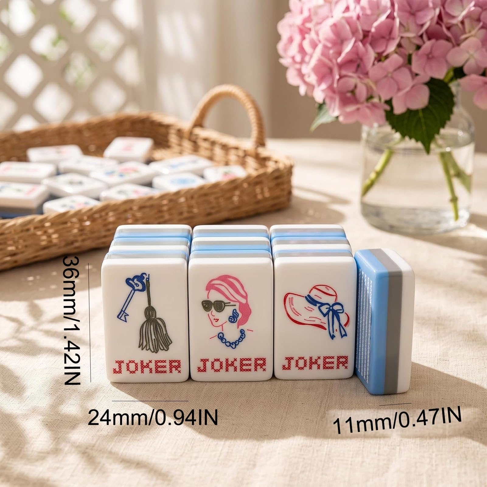 Set Mahjong Americano A Righe, Con Fiocco E Decorazioni Floreali | 160 Tessere In Acrilico A 3 Strati Incise, Gioco Mahjong Portatile Viaggio, Regalo Per Gli Amanti Mahjong E Gli Amici