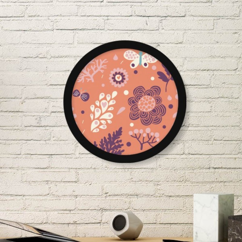 Cadre photo en bois rond noir avec motif usine de fleur de pensée chic