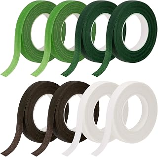 Newellsail 8 Rollos Cinta de Floristería Cinta de Envoltura de Tallo Floral Cinta de Florista Autoadhesiva para Ramo, Envoltura de Flores, Corona de Boda (4 Colores, 30yd * 12mm/Rollo)