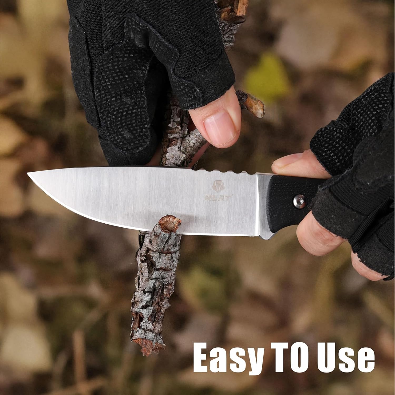 REAT Fixed Blade Knife with Kydex Sheath, 4" D2 Steel Blade with Full Tang Desgin,Ergonomic G10 Handle, EDC Knife for Hunting,Camping,Skinning,Bushcraft
