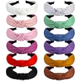 VELSCRUN 12 Pack Satin Headbands for Women Non Slip Wide Knotted Black White Headband Cute Boho Head Bands Silk Headbands Hair Band Hair Accessories Womens Sisters Girls Gifts Fashion Headband