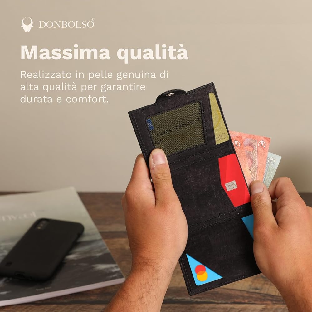 DONBOLSO NextGen Cork Leather Slim Wallet, Coin Compartment, RFID