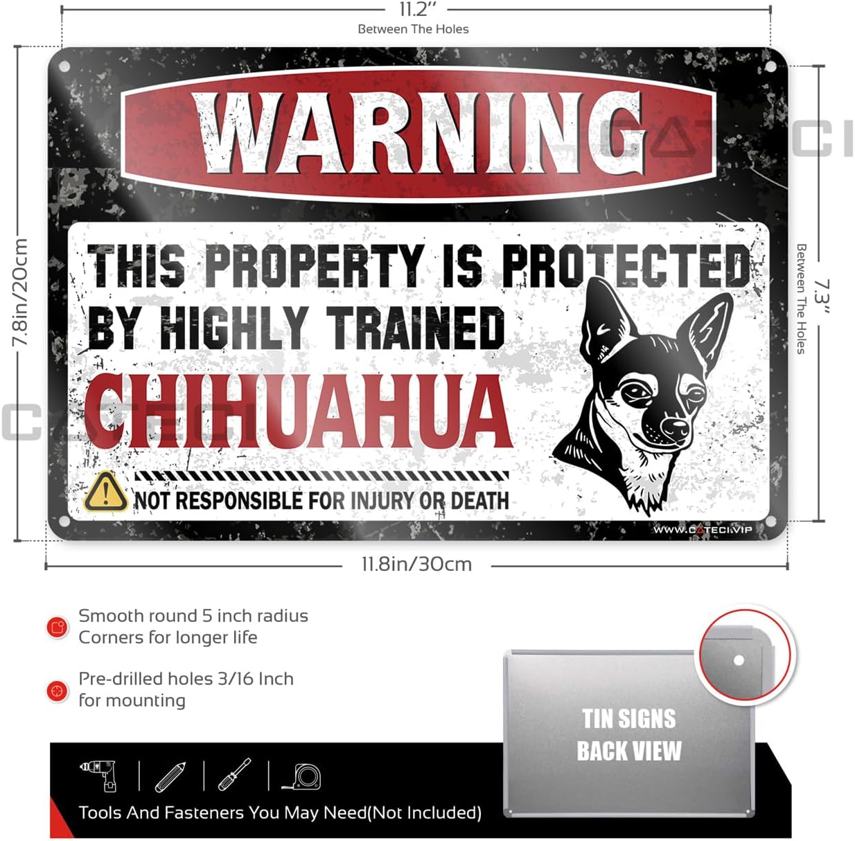 "Warning This Property is Prote..." 12x16in Metal Sign - Funny Decor image 3