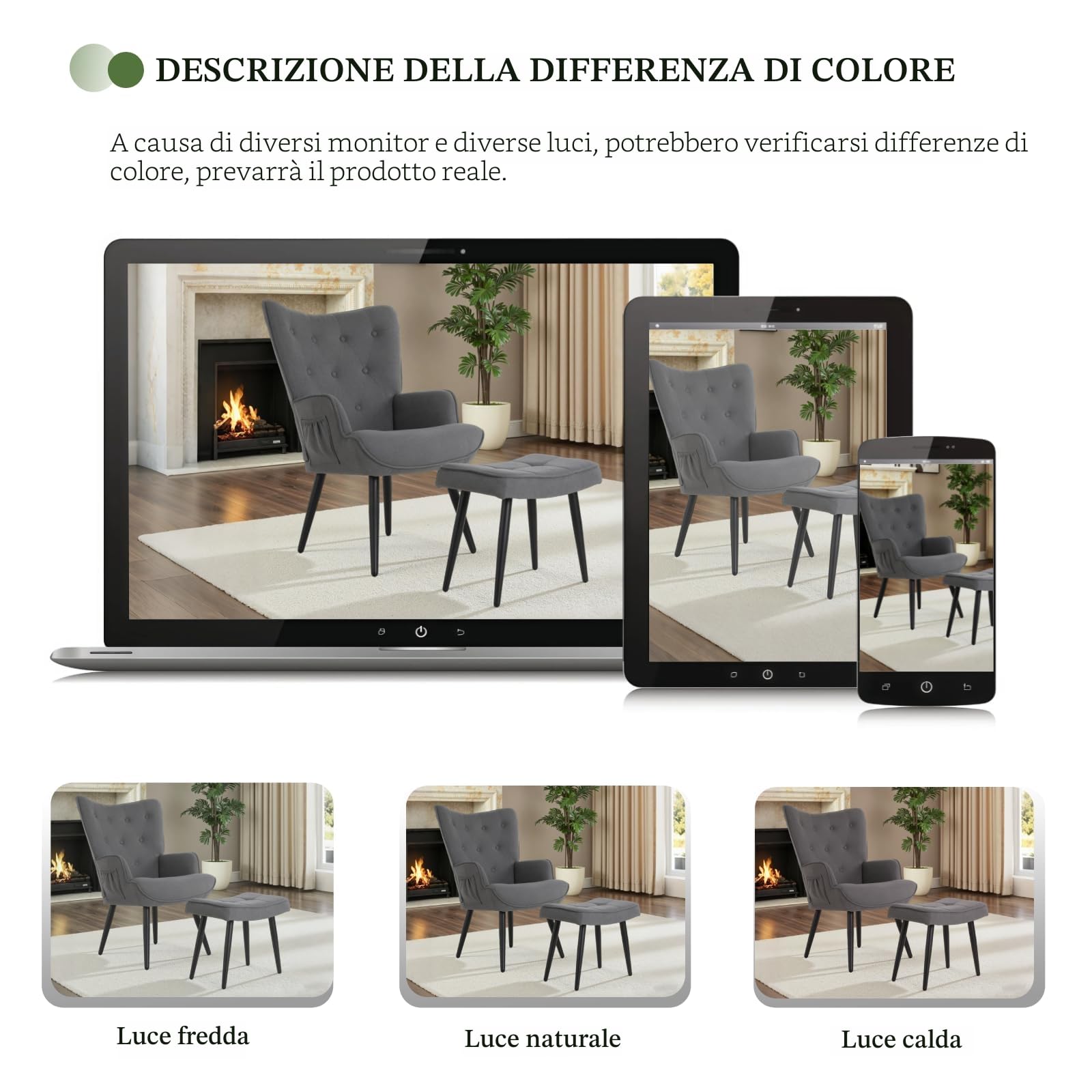 Clevich Poltrona Relax con Poggiapiedi, Comoda Sedia da Lettura in Grigio - Poltrone per Salotto & Camera, Fino a 168kg