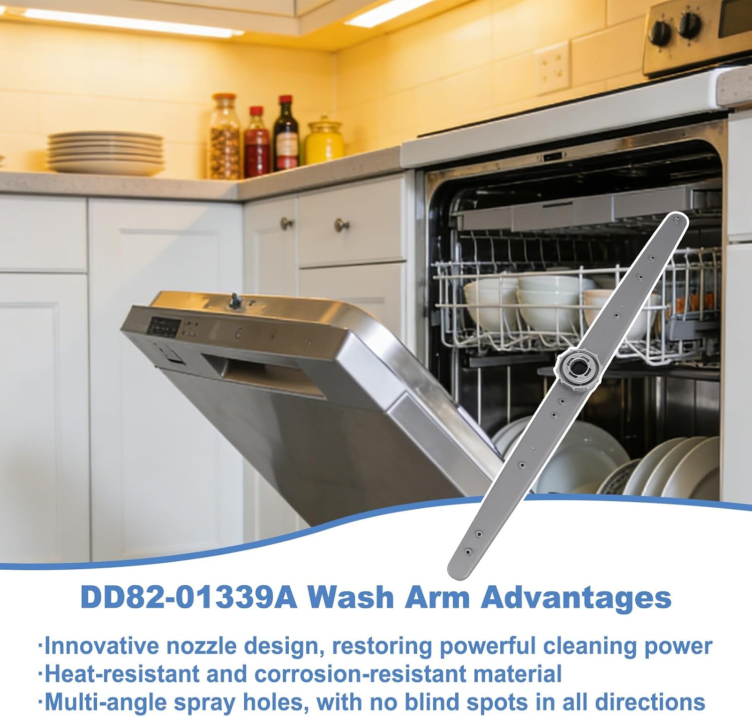 Upgraded DD82-01339A Dishwasher Wash Arm Assembly, Middle Nozzle, Compatible With Samsung Dishwasher DW80K7050, DW80K7050, DW80R5060, DW80R5060, DW80R5061, DW80T5040, DW80R5061, DW80R5061