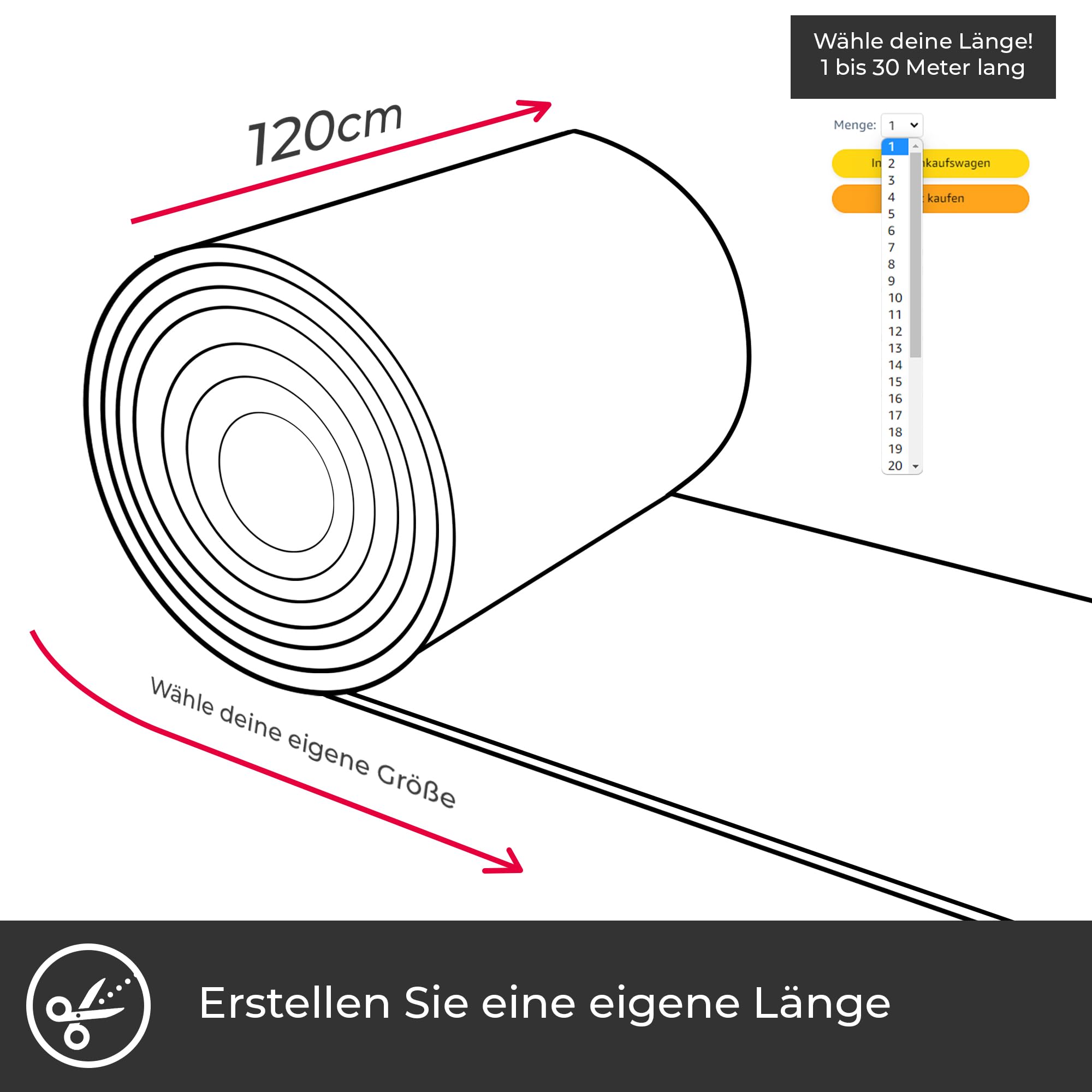 Vivol Gummiläufer Noppen Rot 3mm Pro Meter - Gummimatte - Breite 120 cm - Geruchlos - von der Rolle
