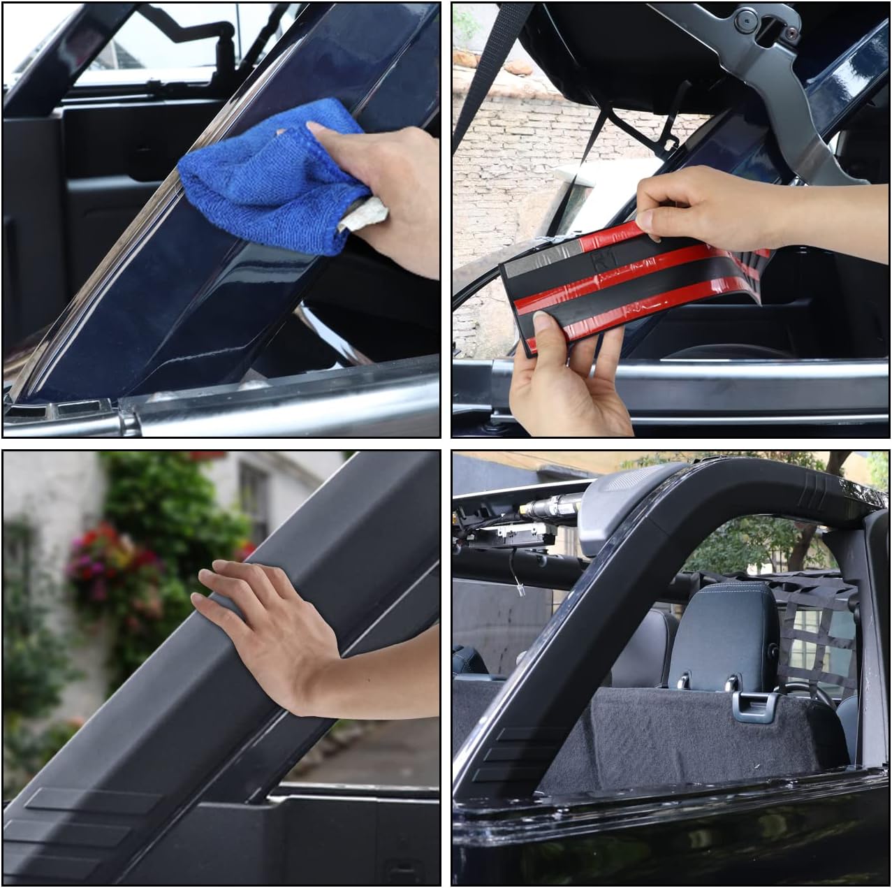 Roll Bar Cover Protectors-D-Pillar Roll Bar Protective Cover Compatible with for Ford Bronco 2021 2022 2023+ 4Door(4PCS)