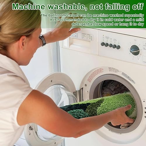 Miniatura 5 de HOTBEST Moss Leaf - Alfombra de baño antideslizante de 20 x 34 pulgadas, súper absorbente, lavable a máquina, resistente a la decoloración