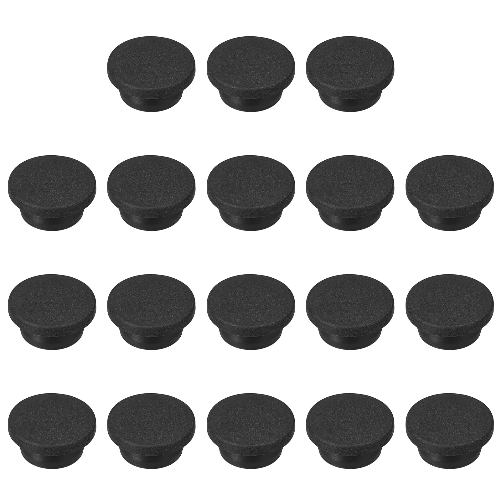 sourcing map 18pcs T-Shaped Silicone Plugs 24.5mm 31/32 Inch Dia Snap in Plug Hole Seal Cover Round Rubber Stopper for 23.5-24.5mm Holes Kitchen Rubber Bulkheads Waterproof Sealing, Black