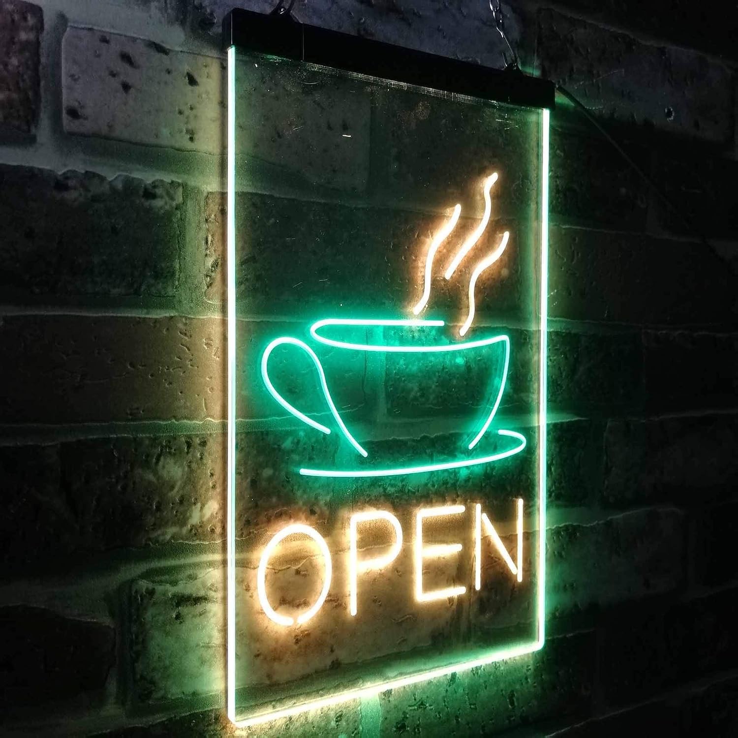 ADVPRO Open Coffee Cup Café Bistro Shop Dual Color LED Neon Sign Green & Yellow 16" x 24" st6s46-i2038-gy