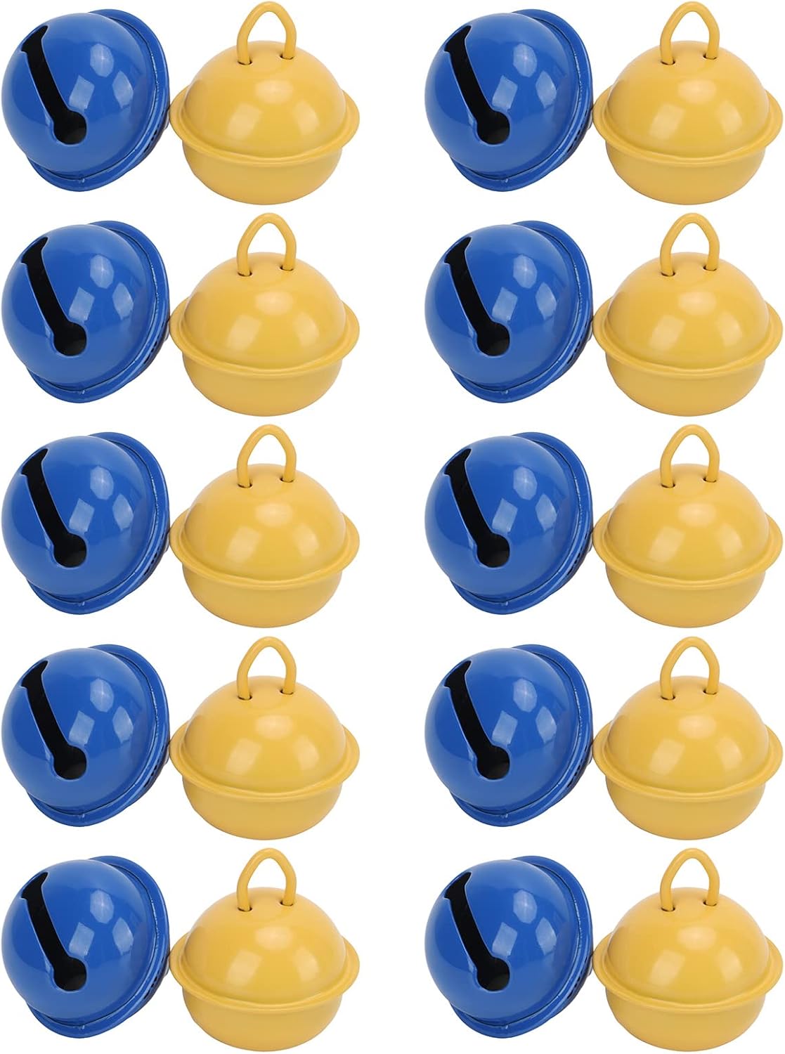 Jingle Bells Christmas Craft Bells Durable Metal Bells for Holiday Decorations DIY Crafts Jewelry Pendant Gift Packaging Yellow Blue 20Pcs Approx 0.9in