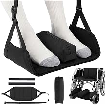 2 Kit Wheelchair Footrest Hammock with Storage Pouch, Adjustable Leg Rest Footrest Hammock, Portable Hanging Foot Sling Replacement for Airplane Wheelchair Essential Accessories