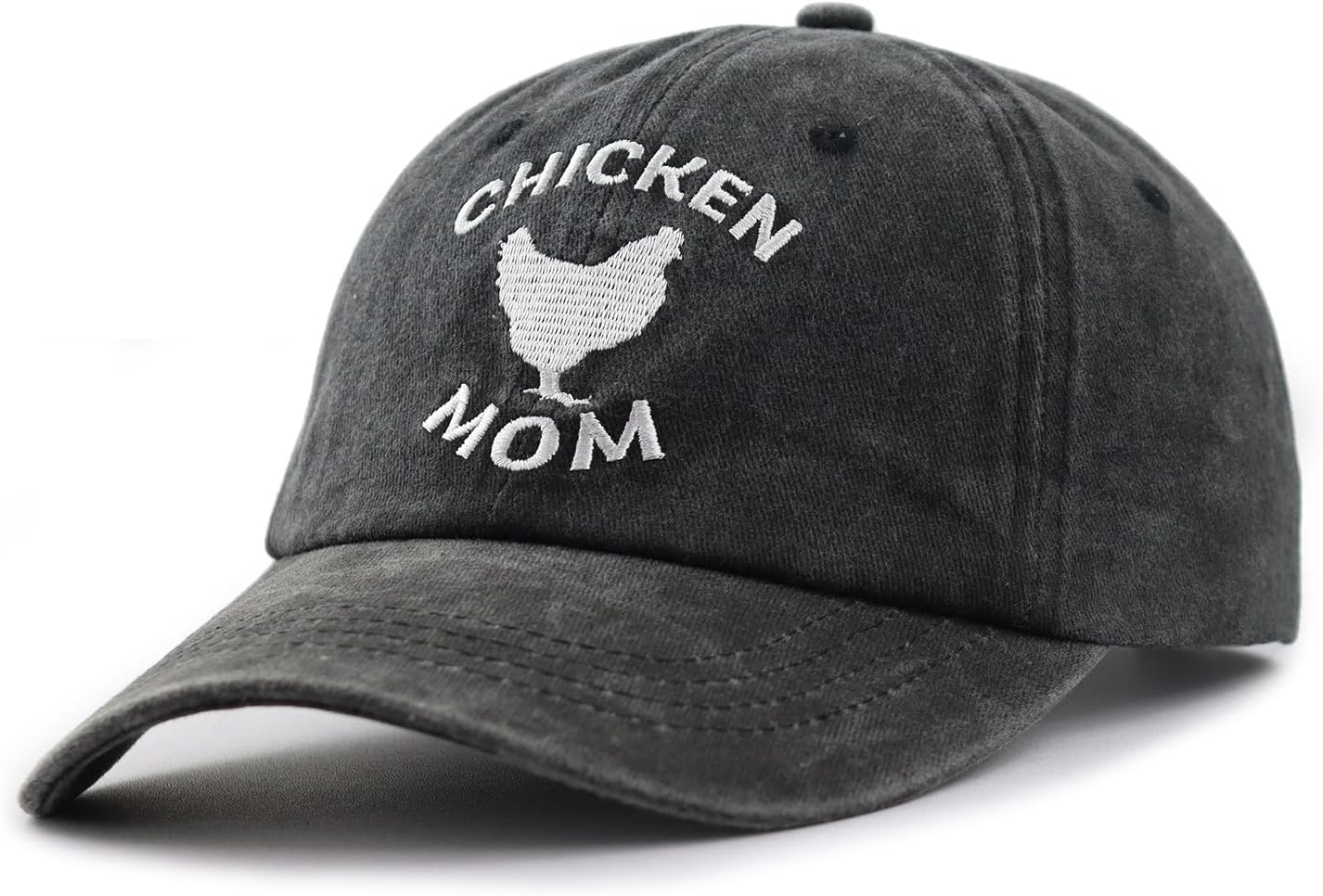 Chicken Mom Hat for Women, Adjustable Embroidered Cotton Baseball Cap - Image 2