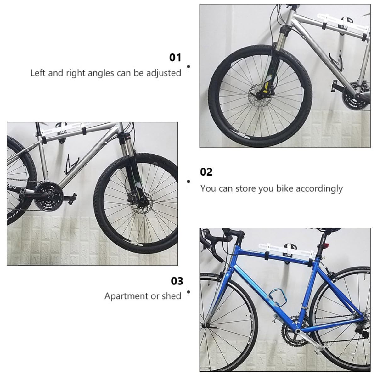 Soporte para Bicicleta Ajustable de Pared en Aleación de Aluminio Negro