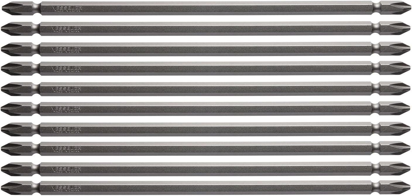 Vessel Double Headed Bit A14 + 2 x 200 mm Hardness H 10 Piece Set for Air Electric Drivers ZP