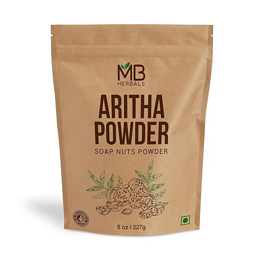 MB Herbals Aritha Powder 8 oz  227G  100% puro y orgánico cultivado (silvestre) jabón nuez en polvo  Champú y acondicionador natural para el cabello