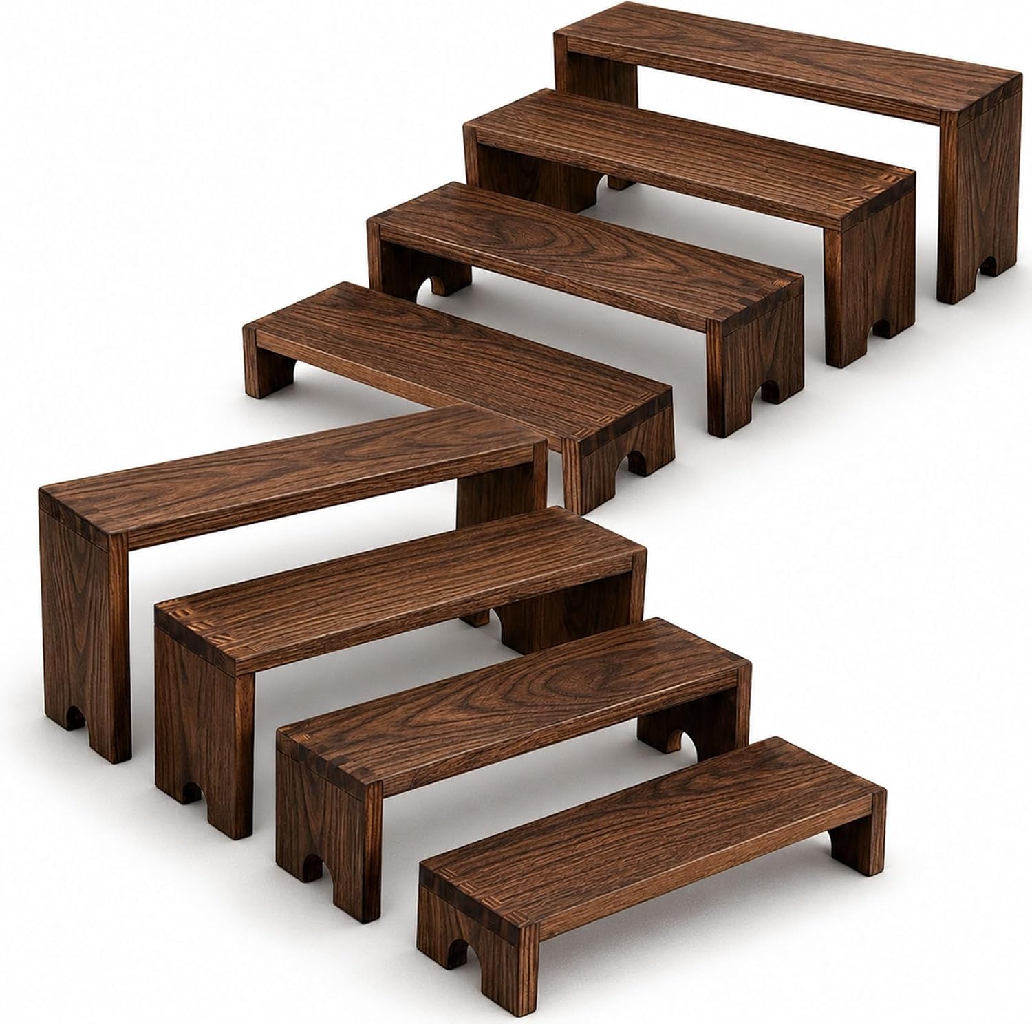 ABenkle Wooden Display Risers, 8-Piece Stackable Stands for Vendor Events