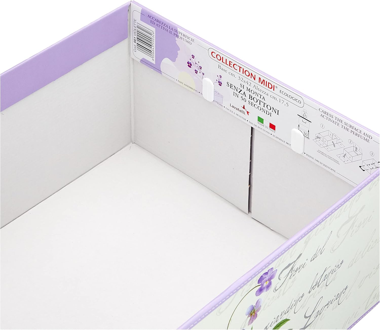 Kanguru Collection Fragrant Decorative Storage Box with Handles and Lid, SCENTED VIOLET, MEDIUM