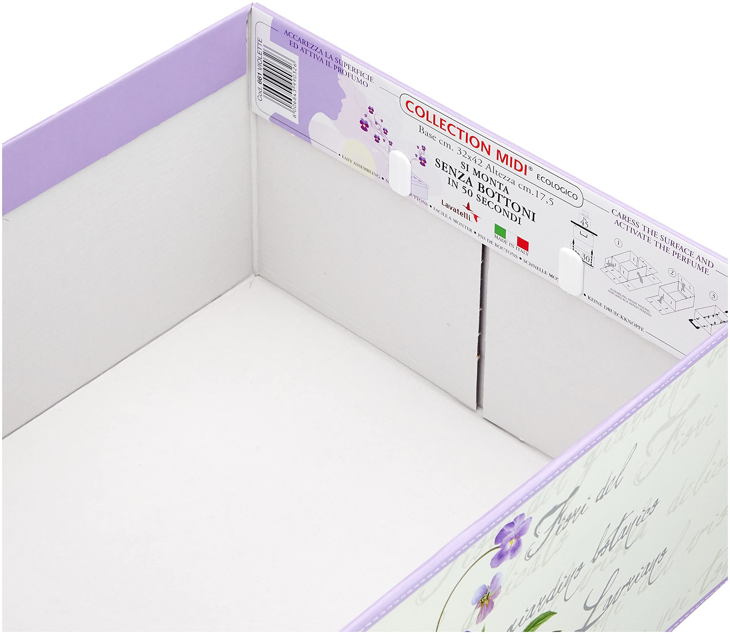 Boite de Rangement avec Couvercle, Boite en carton, Rangement Vetement, Meuble de Rangement Chambre, Bureau, Panier de Rangement, Organisateur Tiroir, Boite Cadeau, 32x42x17,5 cm MEDIUM VIOLETTES 1
