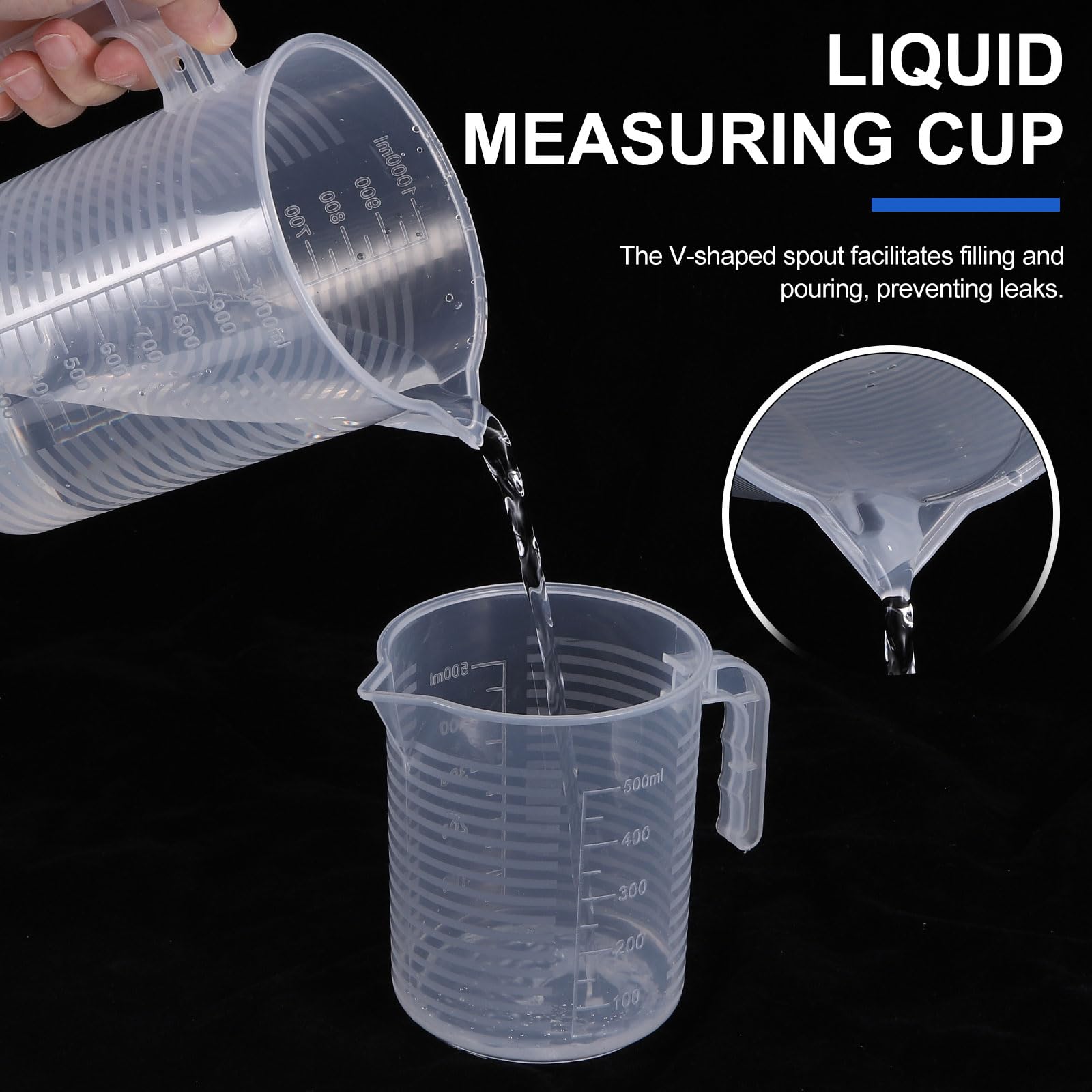 PATIKIL Becher Graduato, 2 Pezzi, 3500ml, Plastica PP, Trasparente