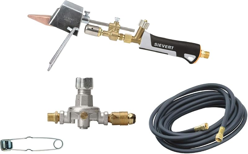 ESK2-30 Soldering Iron Kit | 25 ft Hose, Adjustable 28-57psi Regulator & Flint Striker, Encased Flame, Interchangeable Copper Bits, ESK2-30