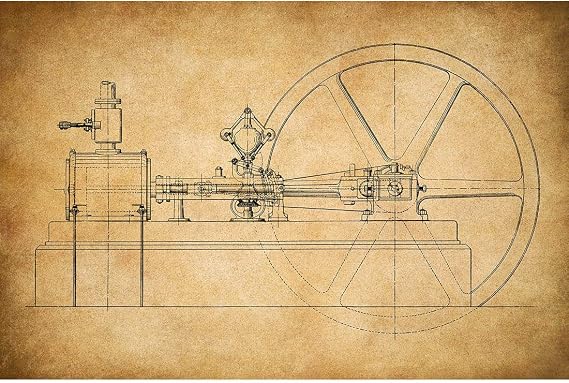 Art Mechanical Blueprint Structural Drawing Poster Print Engineer Design