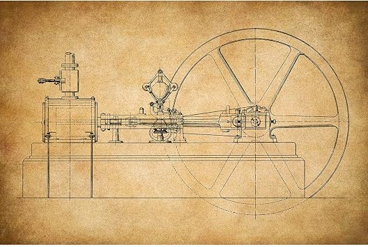 Art Mechanical Blueprint Structural Drawing Poster Print Engineer Design