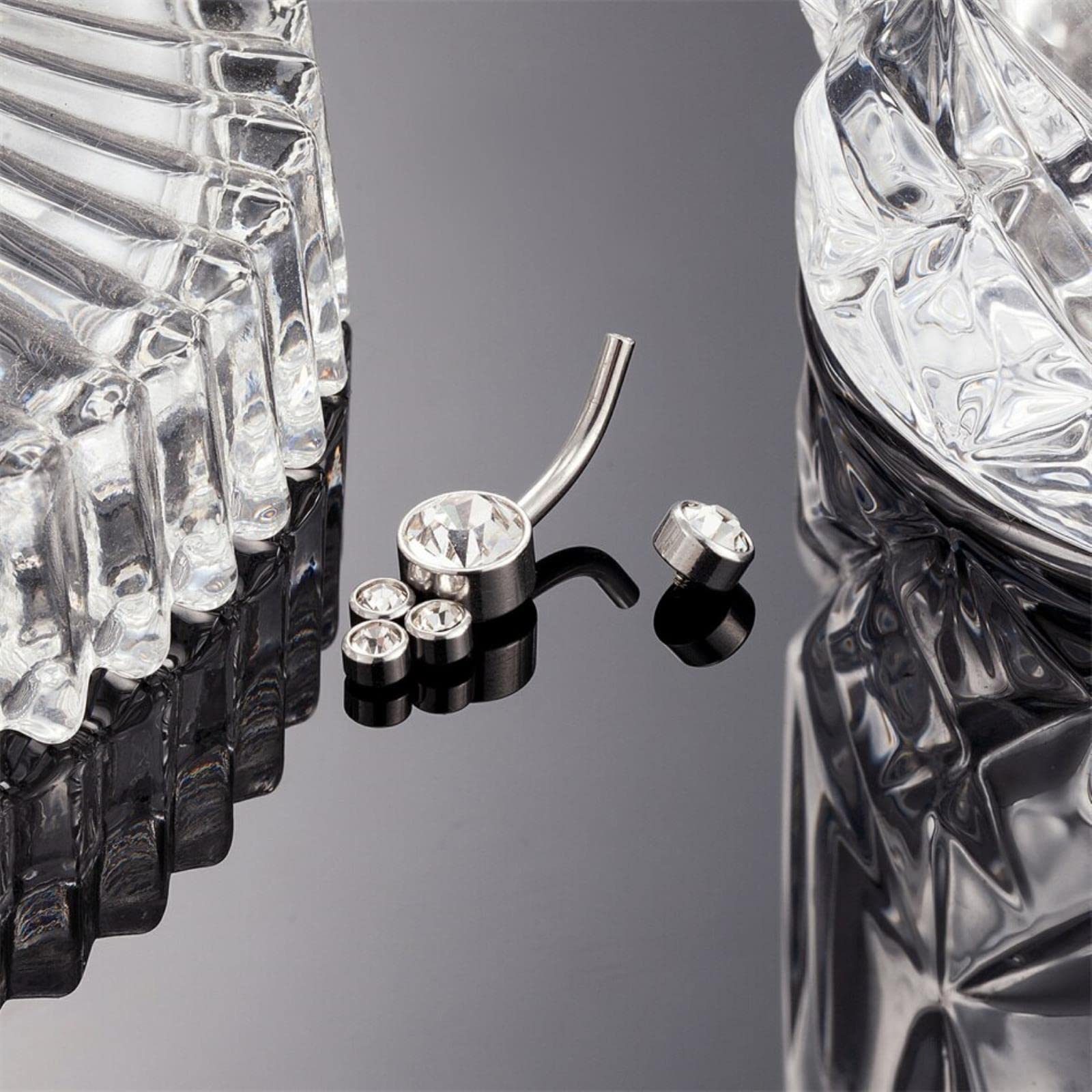 BEDT 6 Pezzi/Set 14g Anelli del Tasto di Pancia Donne Accessorio dei Monili Sexy Cz Zircone Piercing All'ombelico Orecchino Intarsiato Bilanciere Corpo Juwels