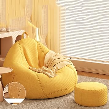Bean Bag Chair Bean Bag Lazy Sofa with High Rebound Memory Foam Bean Bag Chairs for Adults Plush Lazy Sofa with Fluffy Sponge Fireside Bean Bag Couch Bean Bag Floor Cushion for Bedroom College Dorm