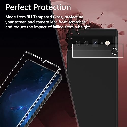 Miniatura 9 de [Compatible con huellas dactilares] Paquete de 2 protectores de pantalla de vidrio templado 3D para Google Pixel 6 Pro + 2 protectores de lente