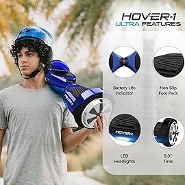 Hover1 Ultra Electric Self Balancing Scooter - 9MPH Top Speed, 9Mile Range, 400W Motor, LongLasting LiIon Battery, Rider Modes: Beginner to Expert, 5HR Full Charge Self Balancing Board