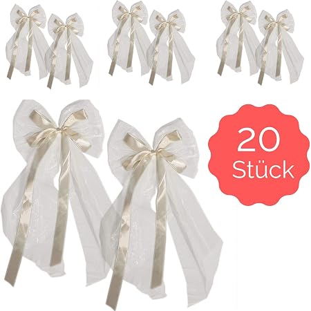 20 Autoschleifen Hochzeit Gross Antennenschleifen Weiss Creme 19 X 45 Cm Fur Autodeko Autoschmuck Das Hochzeitsauto Amazon De Kuche Haushalt Wohnen 