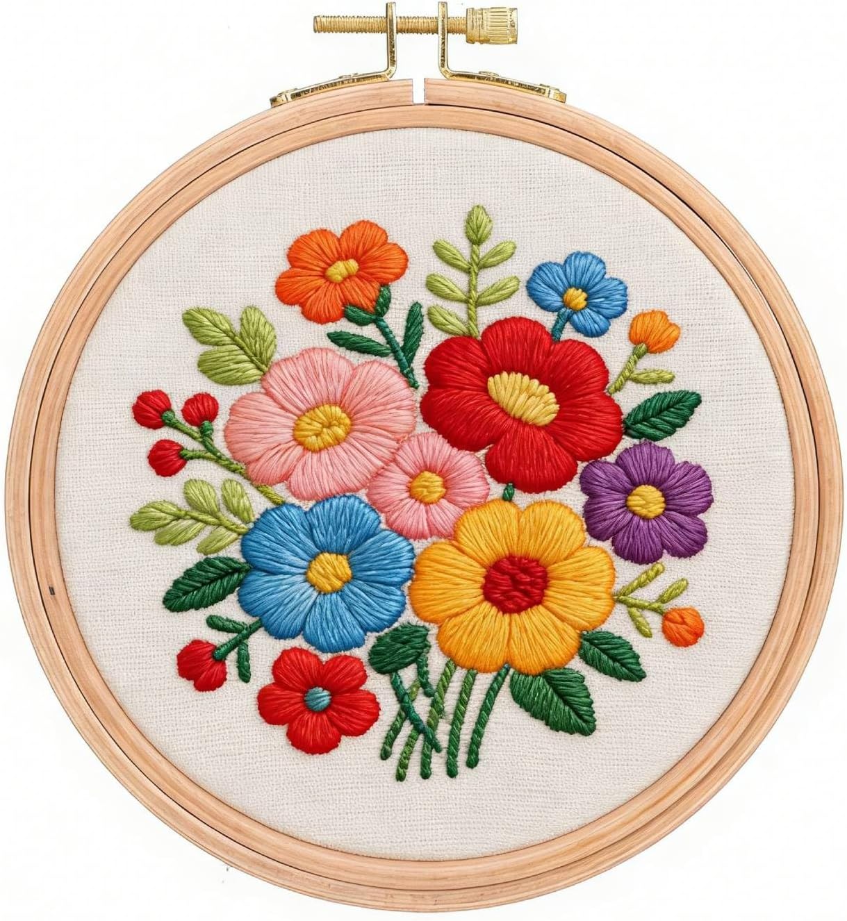 Cross Stitch Hoop, 6.5in Small Oval Embroidery Ring Hoop Wood Embroidery Hoop Frame with Upgraded Screws for Easy Fixing Round Embroidery Frames for Display, Wall Decoration, Crafts and Gifts
