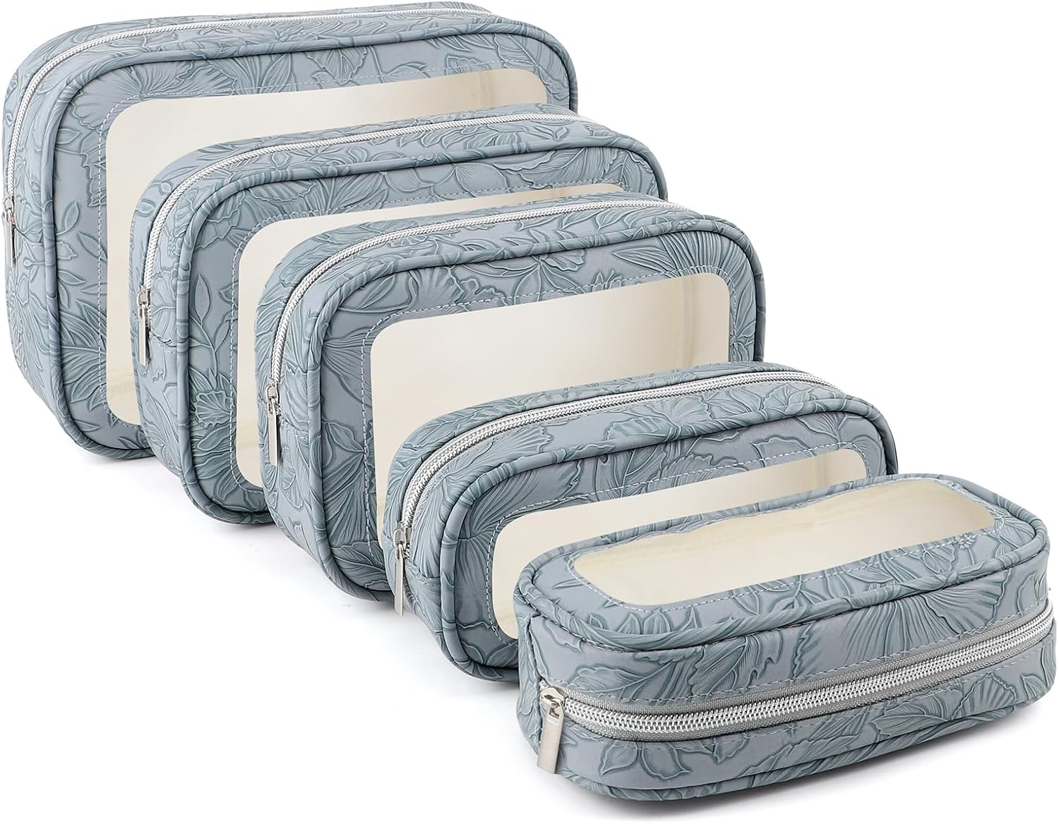 YOPCDJ 5PCS Diaper Bag Organizer Pouches Set, TSA Approved Travel Toiletry Bag For Women, Waterproof Clear Makeup Bag Set, Floral Small Makeup Bag Suitable For Women