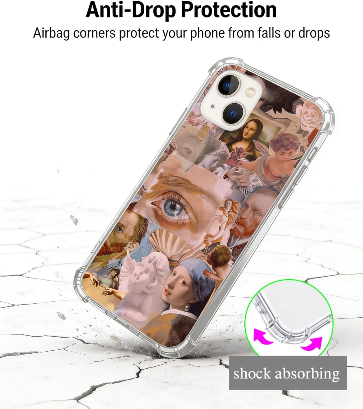 Aesthetic Iconic Painting Art Case Compatible with iPhone 13, Renaissance Old Painting Collage Case for iPhone 13 for Teens Men and Women, Cool TPU Bumper Phone Case Cover image 3
