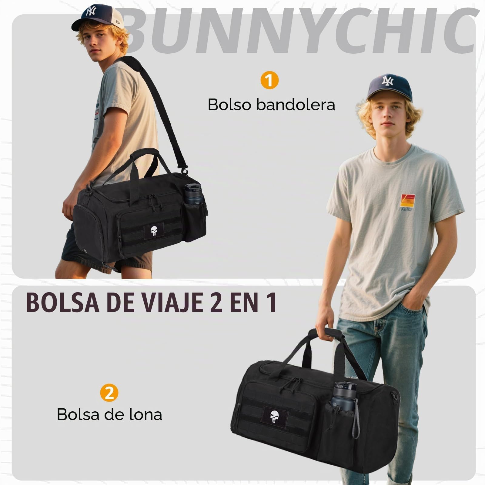 Bolsa Táctica Gimnasio Hombre, Bolsa Lona Grande 40L para Viajes | Bolsa Deportiva Táctica Gran Capacidad con Múltiples Compartimentos, Multifuncional e Impermeable para Camping y Senderismo