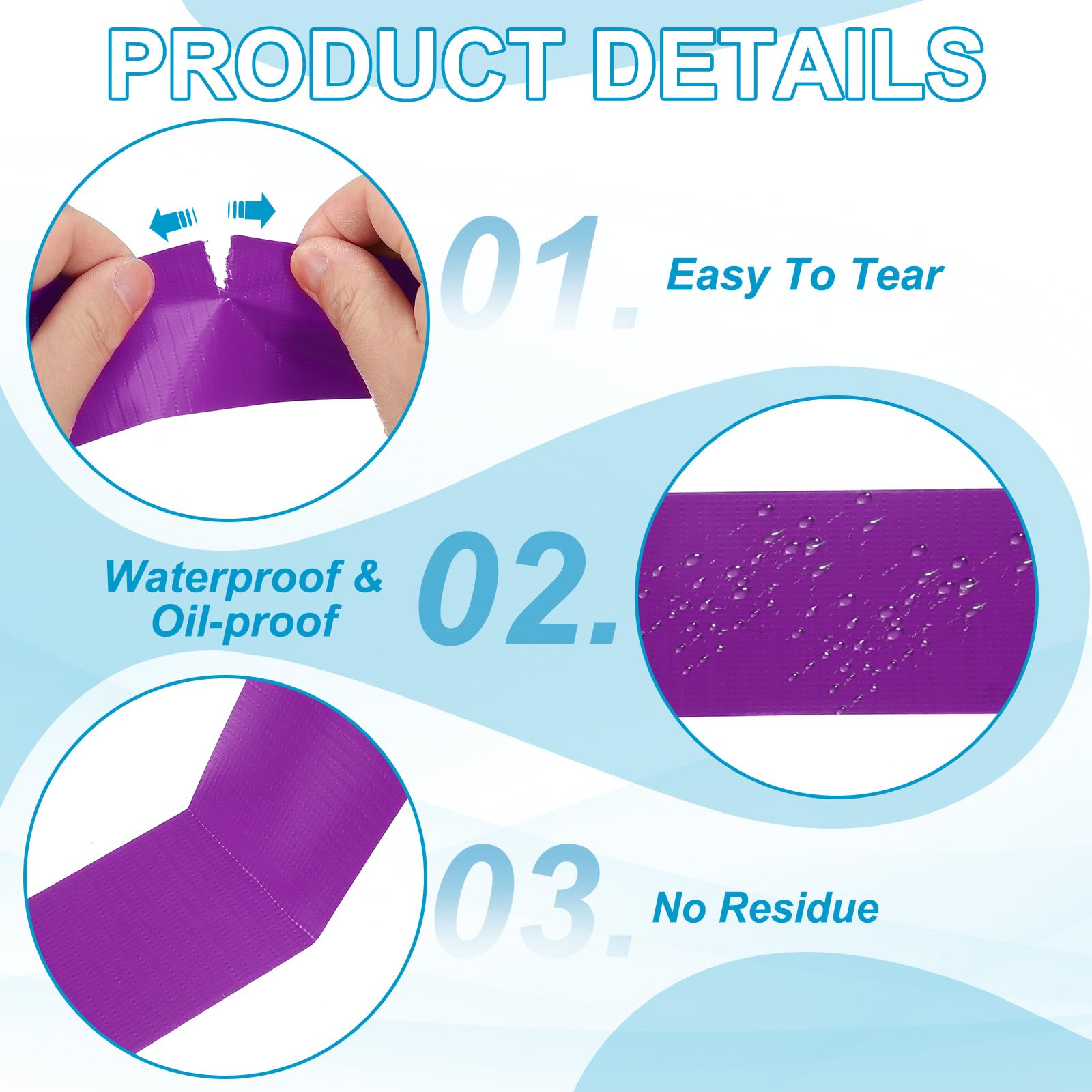 PATIKIL Gaffers Tape 4.8cm x 50 Mètres, 2 Pack Ruban Imperméable pour Marquage De Sol Kit De Lignes De Terrain Mat pour Câbles Photographie Tournage Fond du Sport, Violet